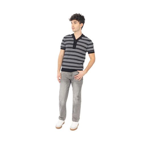 Playera Polo Tejida Con Rayas Y Cuello V Para Mujer Quarry