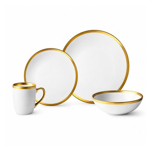 Vajilla de Cerámica Rodas W Chefmaker 16 Piezas Para 4 Personas Blanco con borde Dorado