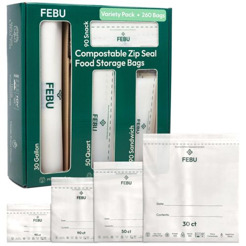 Paquete Variado de Bolsas Compostables para Alimentos FEBU 260 unidades