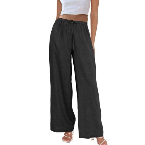 Pantalones Palazzo de Lino y Algodón Duyang Negro Pierna Ancha M