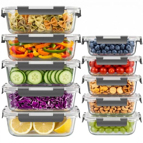 Set de 10 Contenedores Herméticos para Alimentos Dealusy 36 oz y 12 oz