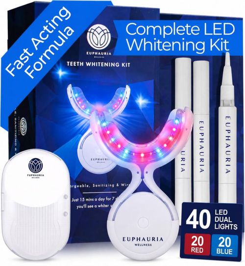 Kit inalámbrico de blanqueamiento dental Euphauria con luz LED dual