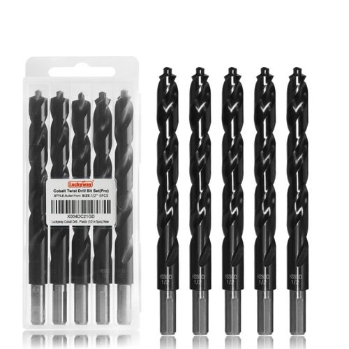Juego de 5 Brocas Luckyway M35 de Cobalto con Recubrimiento TiAlN