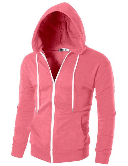 Buzo con Capucha Ohoo DCF002 Slim Fit con Cierre Rosa