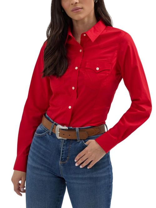 Camisa Wrangler Western Retro para Mujer con Botones Roja Talle S