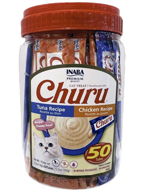 Snacks para Gatos INABA Churu Atún y Pollo 50 Tubos