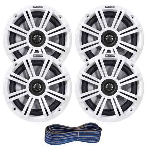 Parlantes KICKER marinos coaxiales de 2 vías de 6.5" 195W paquete de 4 con cable