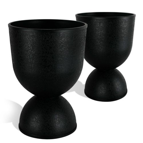 Macetas KOL Juego de 2 Urnas de Plástico Negro de 46 cm de Alto