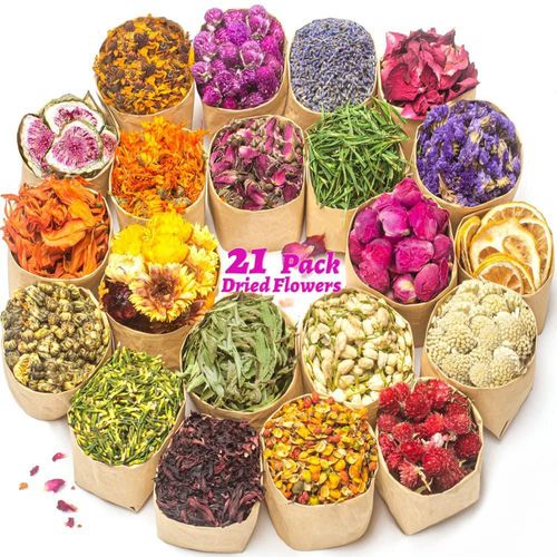 Kit de Flores Secas LAVEVE con 21 Bolsitas de Hierbas Naturales