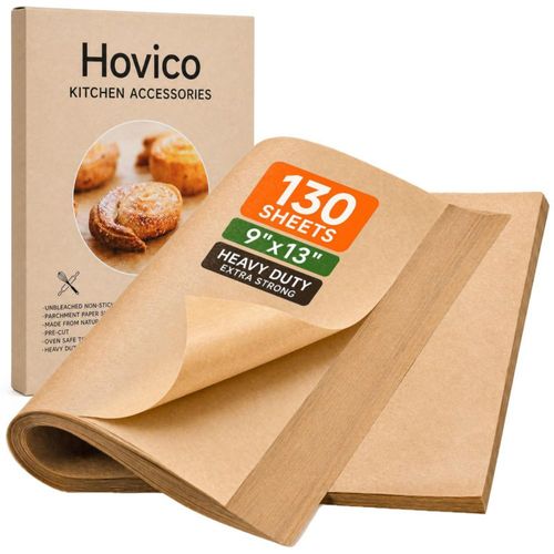 Papel para Hornear Hovico 130 hojas 23x33 cm Antiadherente Sin Blanquear