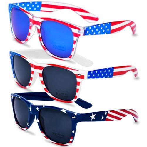 Lentes de Sol Donse 3 Pares con Bandera Americana Protección UV