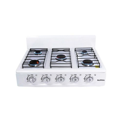 Supra Parrilla de Sobreponer a Gas 5 Quemadores Blanca de 65cm 5Q-B