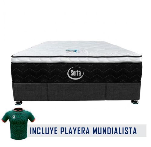 Colchon Matrimonial Serta Antibacterial + Base Box Cama Oxford