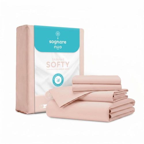 Juego de Sábanas Sognare Softy Lisas Color Rosa Tamaño Matrimonial
