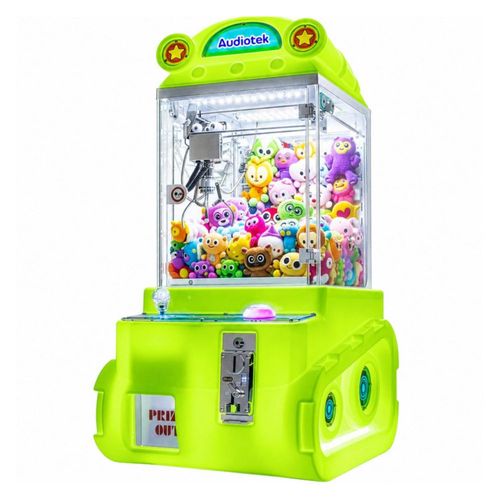 Maquina Garra Peluches Mini Verde Audiotek Doll Caza con Luz LED y Sonido Juego Arcade Infantil Ideal para Regalo Diversion en Casa Resistente