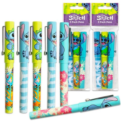 Set de 6 bolígrafos Disney Stitch con clip para niños