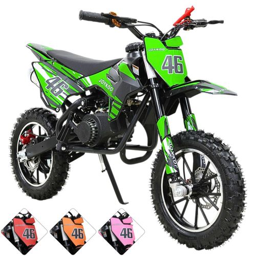 Mini Moto Cross a Gasolina 49cc 2 Tiempos para Niños a partir de 10 Años Frenos de Disco Todoterreno 35 km/h - Verde