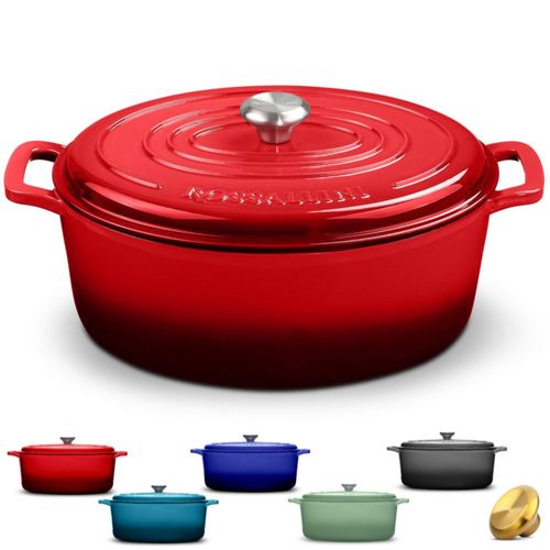 Olla Holandesa Ovalada ROSSALLINI Signature de Hierro Fundido Esmaltado 9.5Q Roja