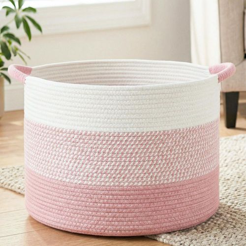 Canasto para Ropa Artfeel 70L Cuerda de Algodón Rosa