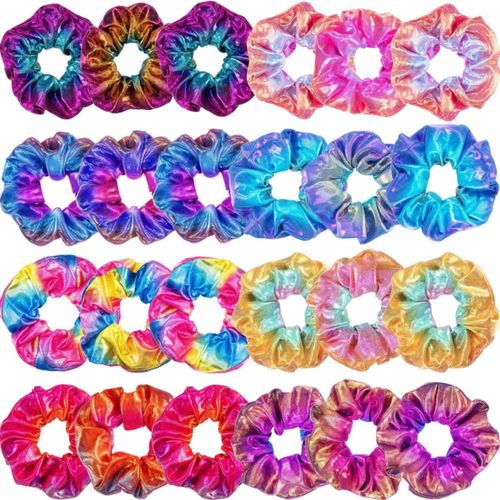 Ligas para el Cabello Tatuo 24 Piezas Scrunchies Elásticos de Satén Arcoíris