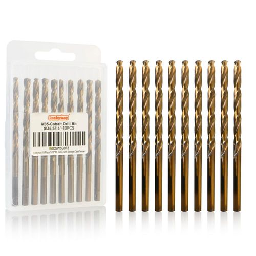 Brocas Luckyway M35 Cobalto 3/16" Recubiertas de Titanio 10 Piezas