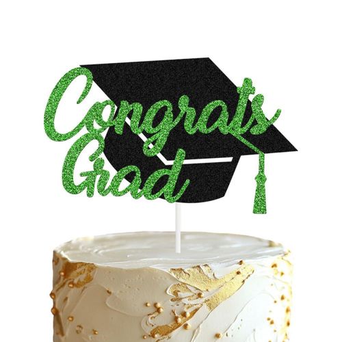 Adorno para Pastel de Graduación Tinbax Felicidades 17x10 cm Verde