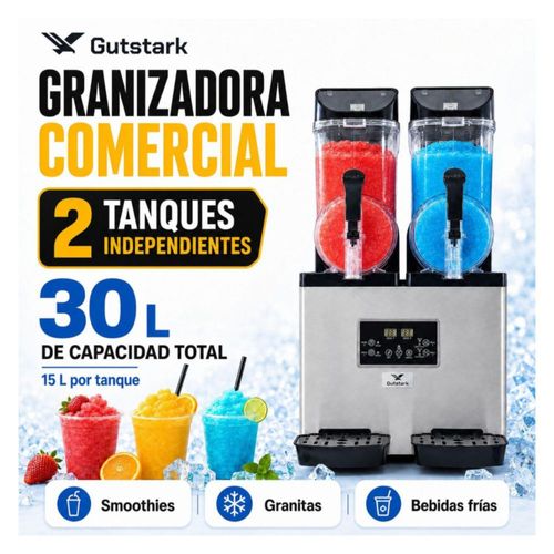 Maquina Para Frappe Smoothies Raspados con Doble Tanque Capacidad de 30 Litros Industrial Gutstark