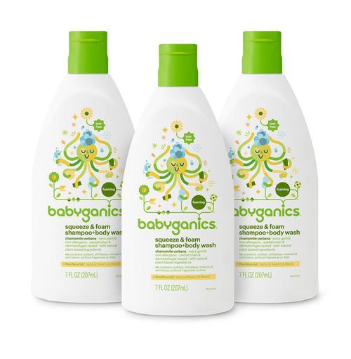 Champú y Gel de Baño para Bebés BabyGanics Manzanilla Verbena 3 Paquetes
