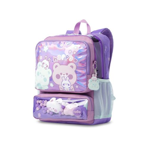 Mochila Escolar Mediana Totto Friends Party L para Niña con Bolsillo para Botella 18L Morada