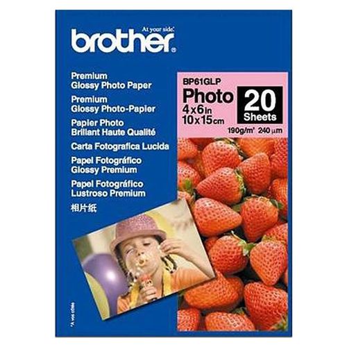 Papel Fotográfico Brother Glossy Premium de 4" x 6", 20 hojas.