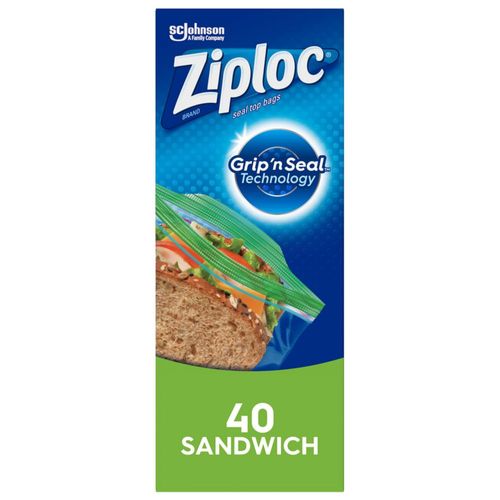 Bolsas para Alimentos Ziploc para Sándwiches Paquete de 40 Fácil Apertura