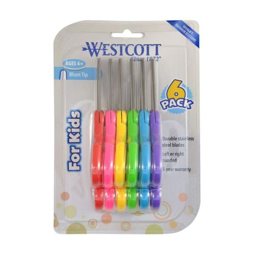Tijeras Westcott 16454 para Niños 13 cm Punta Romo Paquete de 6