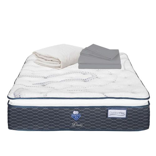 Colchon King Size Spring Air  Dover Azul+ Protector Ultra+ Sabanas Basic RGH