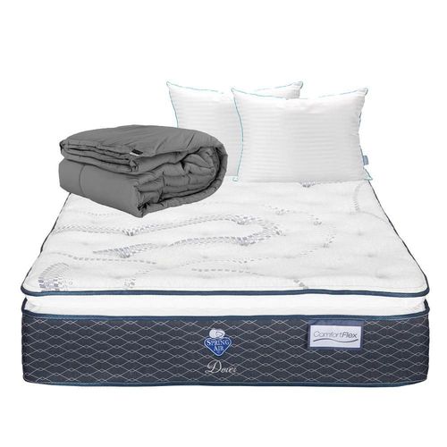 Colchon King Size Spring Air  Dover Azul+ Almohada Royal Twin+ Edredon Homy RGH