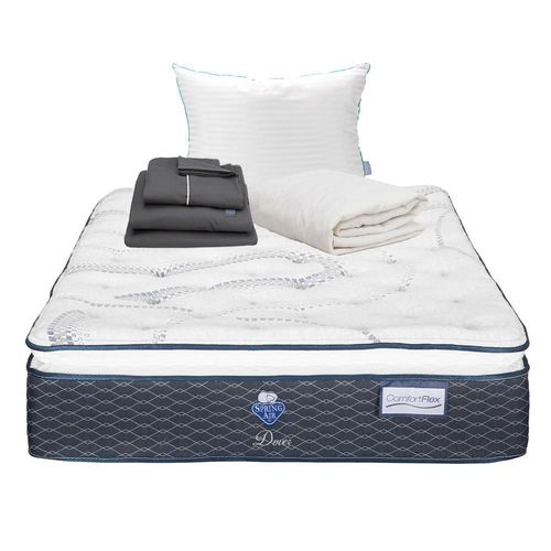 Colchon King Size Spring Air  Dover Azul+ Almohada Royal+ Protector Ultra+ Sabanas Royal RGH