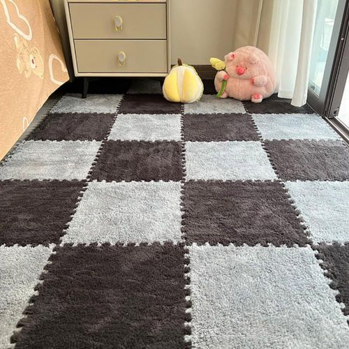 Alfombra LOWEMN 12 piezas Baldosas de Espuma Plush Encastrables 30x30cm