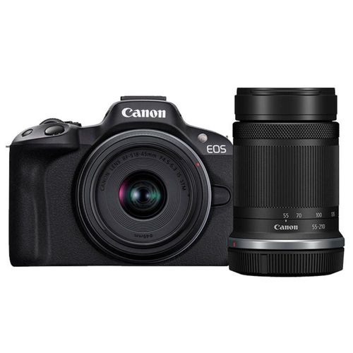 Cámara Canon EOS R50 Mirrorless 24.2MP Kit con Lentes RF-S 18-45mm y 55-210mm IS STM 4K Wi-Fi