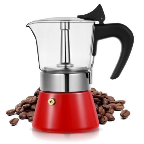 Cafetera Suiitat para 4 Tazas con Tapa de Vidrio y Acero Inoxidable