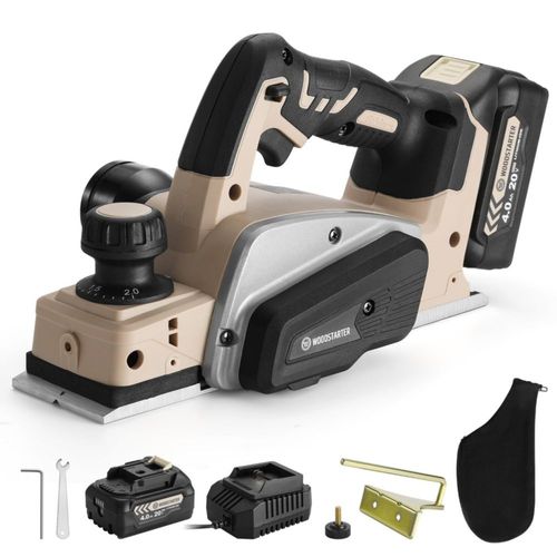 Cepillo Eléctrico Inalámbrico WOODSTARTER 20V Sin Escobillas 8.3 cm