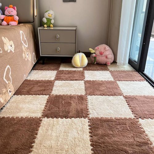 Alfombra LOWEMN 12 Piezas Baldosas de Espuma Plush Encastrables 30x30cm