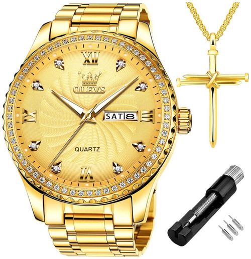 Reloj OLEVS Gold para hombre de acero inoxidable impermeable