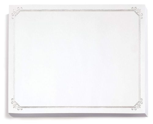 Papel para Certificados PaperDirect 22x28 cm con Borde en Foil Plateado Paquete de 50