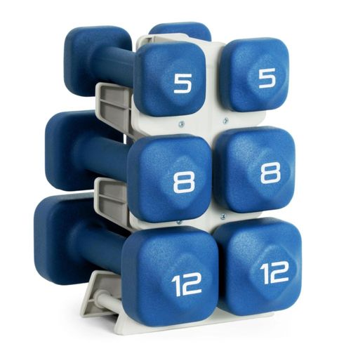 Set de Mancuernas Tone Fitness 22.5 kg de Neopreno con Soporte Azul