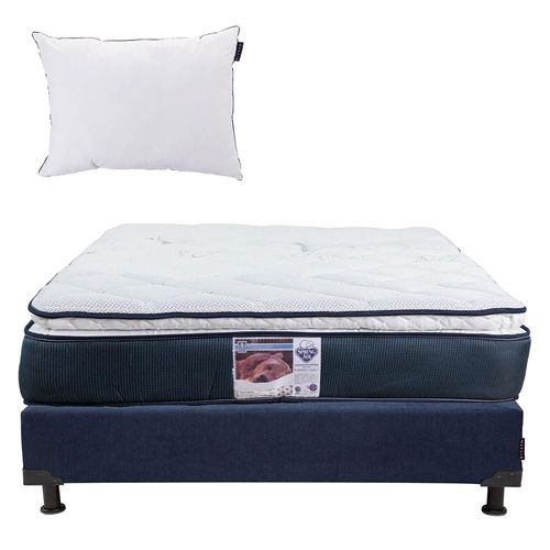 Colchon Individual Spring Air Monaco Azul+ Box+ Almohada One RGH
