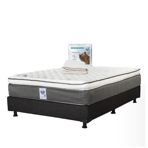 Colchón Matrimonial Spring Air Phantom + Box Negro + Protector Ultra TRY