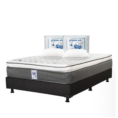 Colchón Matrimonial Spring Air Phantom + Box Negro + 2 Almohadas Osos TRY