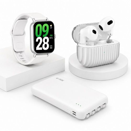 Smartwatch Redmi Watch 5 active PLATA + Power Bank G-tide 10000Mha P1 BLANCO + Auriculares G-Tide H21 con Estuche de Carga Metálico