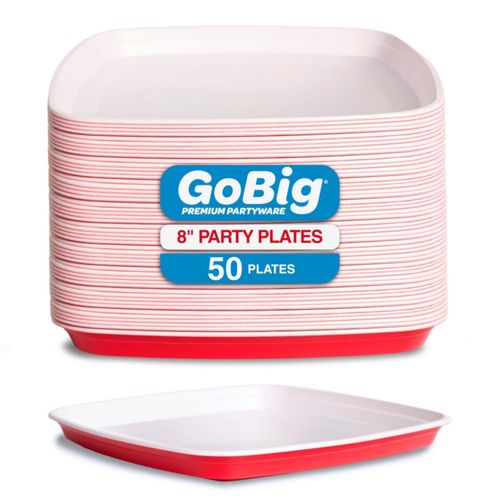 Platos desechables GoBig 50 unidades 20 cm rojo cuadrado