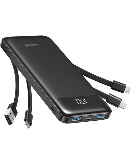 Banco de energía Charmast 10000 mAh con 4 cables integrados y 6 salidas