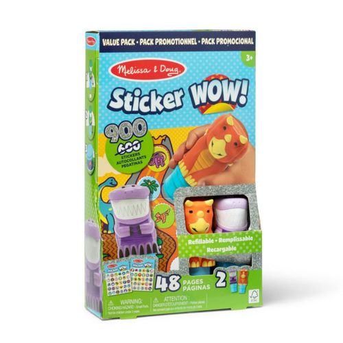 Paquete Sticker Wow! de Melissa & Doug: T‑Rex y Triceratops